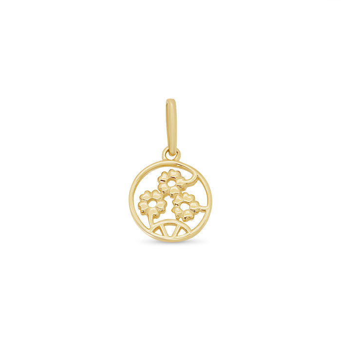 14 Karat Yellow Gold 7.9mm Sunflower Round Pendant - 14KP0002