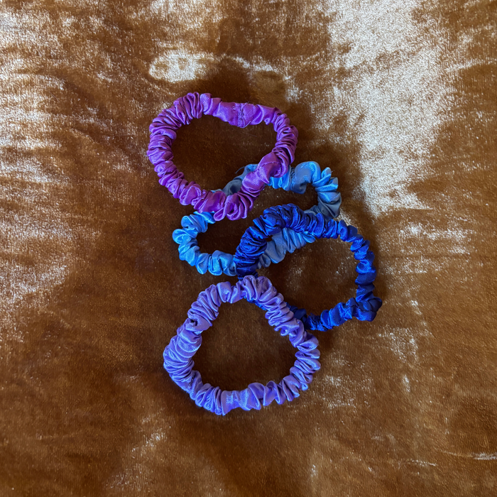 4 Pack Satin Hair Tie Pack in Navy / Purple / Lilac / Sky Blue | Poly Satin Scrunchies Hair Accessory