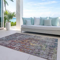 5' X 8' Pewter Abstract Washable Indoor Outdoor Area Rug