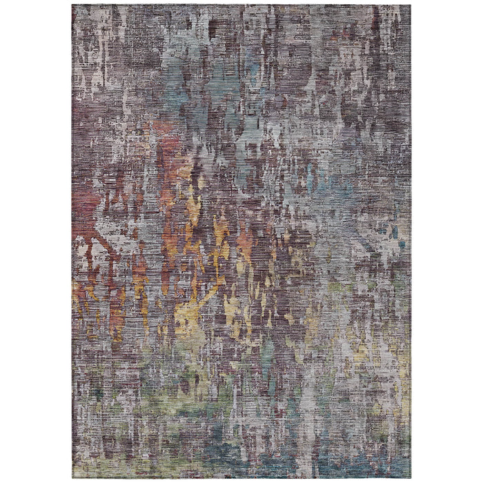 5' X 8' Pewter Abstract Washable Indoor Outdoor Area Rug