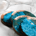 7 Year Anniversary Copper Coaster Set - Blue