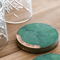 7 Year Anniversary Copper Coaster Set - Green