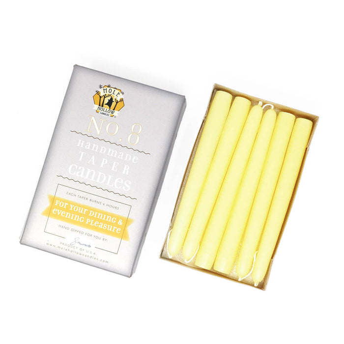 8" Hand Dipped Unscented Taper Candles - Shell White