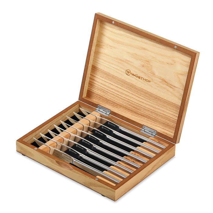 8 Piece Steak Knife Set in Olivewood Chest