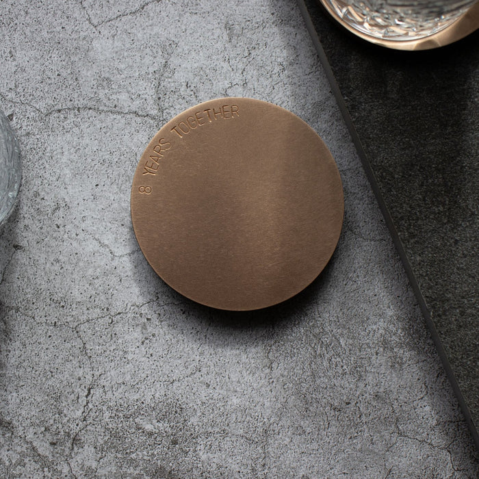 8 Year Anniversary Brushed Bronze Coaster Set - Natural