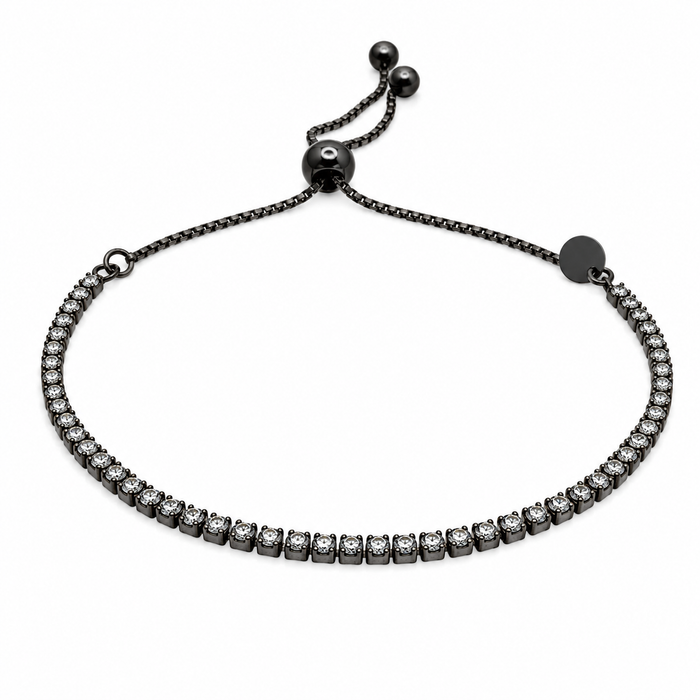 925 Sterling Silver Adjustable CZ Italian Lariat Bracelet - ECB00100