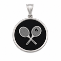 925 Sterling Silver Black Onyx Tennis Racket Charm Pendant-SPP00109