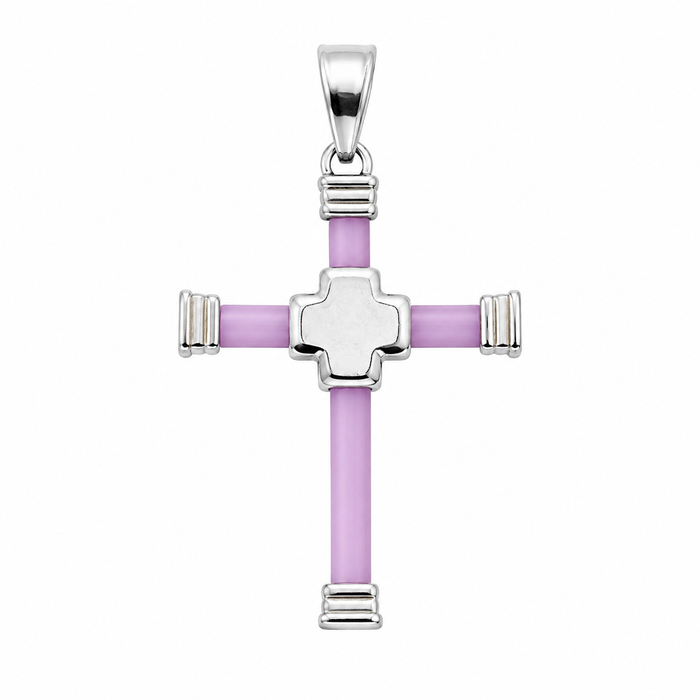 925 Sterling Silver Fuchsia Silicon Cross- SPP00120