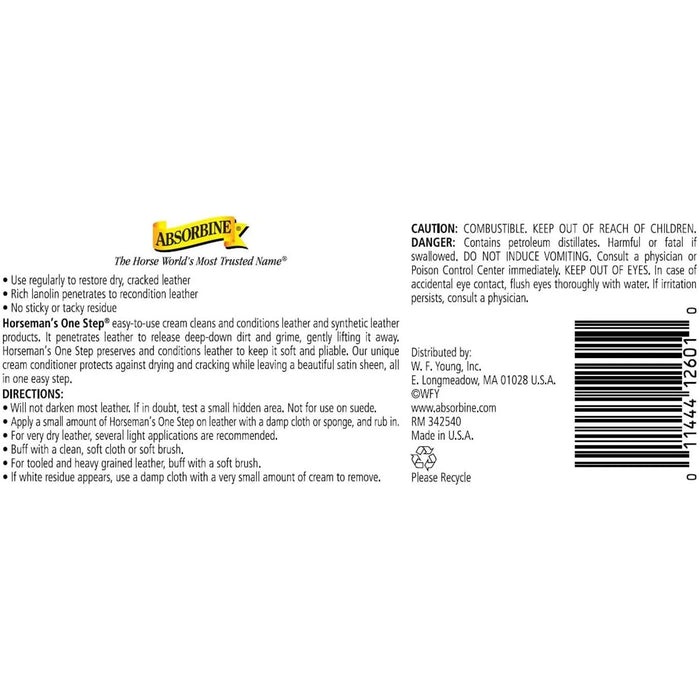 Absorbine Horsemans One Step Leather Cleaner & Conditioner 15 oz. Absorbine