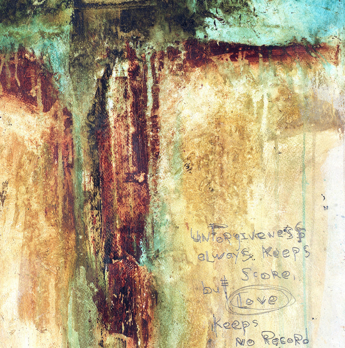 Spiritual scripture and cross art by Michel Keck.