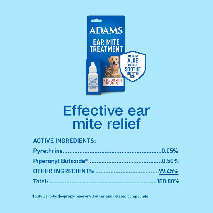 Adams Flea and Tick Ear Mite Treatment Pet Care, 0.5 oz.