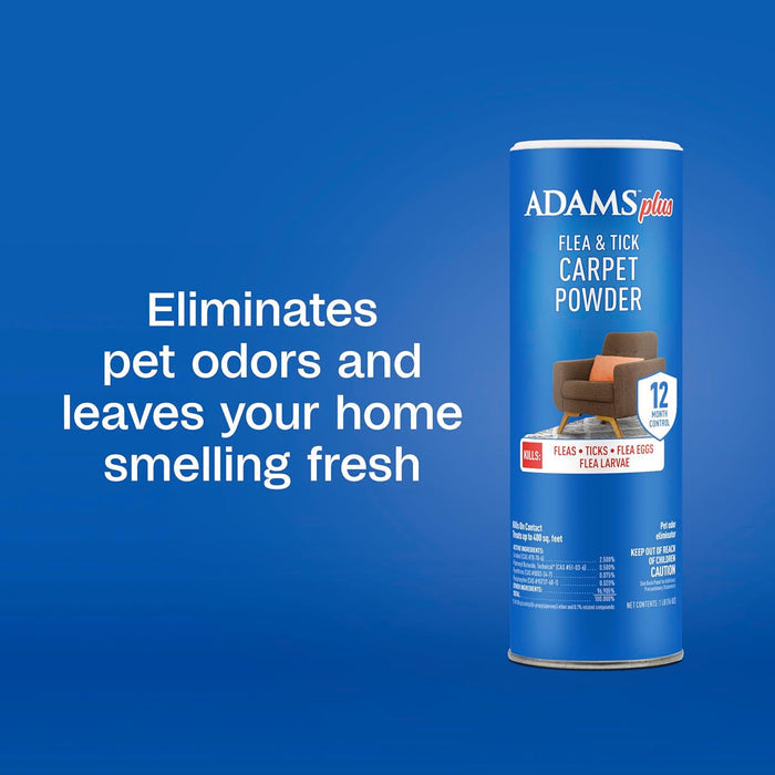 Adams Plus Flea & Tick Carpet Powder 16 oz. 30 Day Control Fresh Citrus Scent
