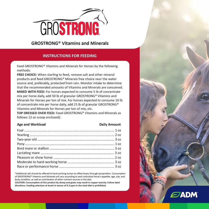 ADM Grostrong Horse Feed Vitamin & Mineral Nutrition 25 lbs.