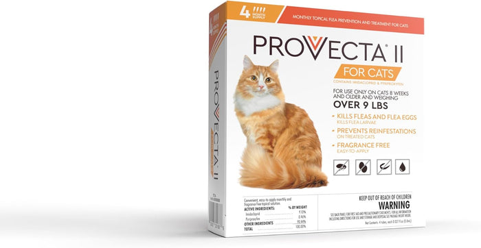 Adult Cat Provecta Ii Flea Treatment Cats Over 9 Lbs 4 Monthly Topical Kills Fleas & Eggs Fast