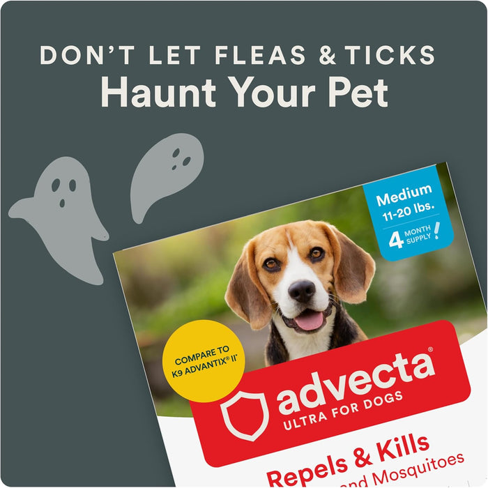 Advecta Ultra Flea Tick Dogs Medium 4 Month Supply Waterproof Topical Kills Fast