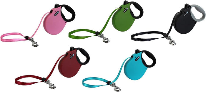 Alcott Adventure Retractable Reflective Belt Leash for Dogs, 16' Long, MD Red