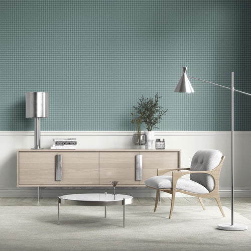 Plain/ Textured Houndstooth Kitchen Wallpaper (Soft Blue)