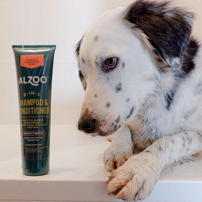 ALZOO 2-in-1 Dog Shampoo & Conditioner Plant-Based Rosemary Scent 8 oz.