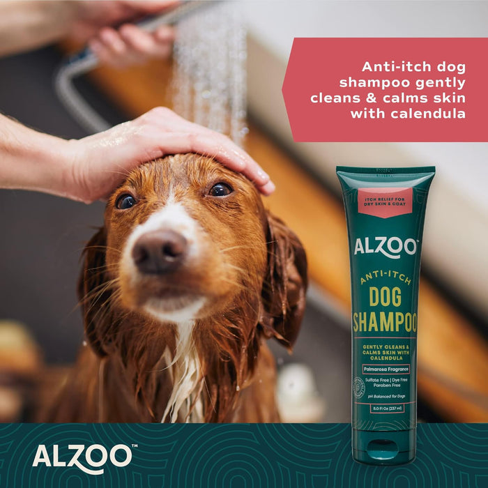 ALZOO Anti-Itch Dog Shampoo Dry Itchy Skin Plant-Based 8 oz.
