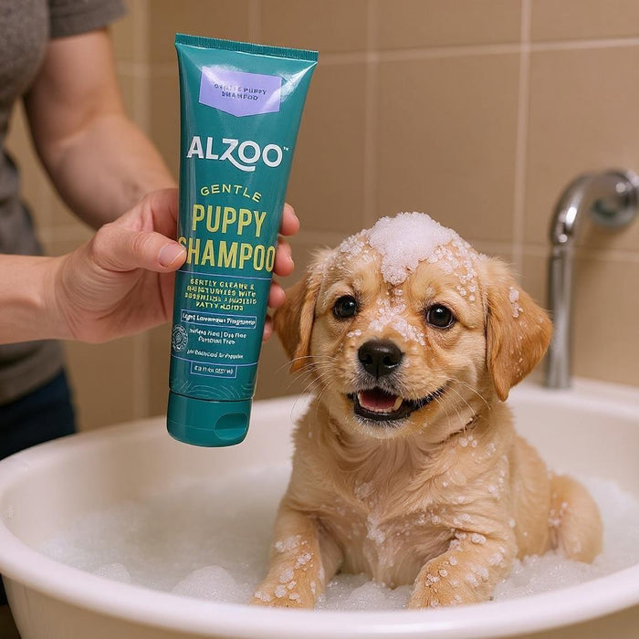 Alzoo Gentle Puppy Shampoo Plant-Based Sensitive Skin Eco-Friendly 8 oz.