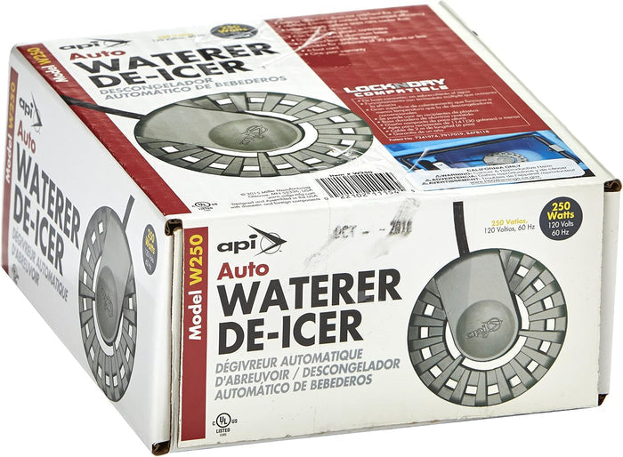 API Automatic Waterer De-Icer 250W Stock Tank Heater Safe Plastic Up to 30 Gal