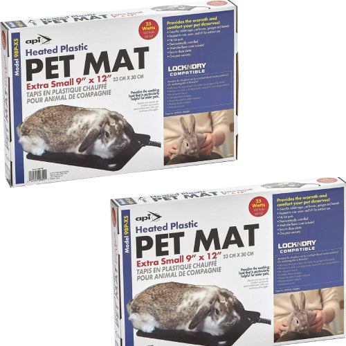 API Extra Small Plastic Heated Pet Mat for Pets 9"x 12" 2-Pack Thermostat Controlled, Weather-Resistant, Anti-Chew Cord