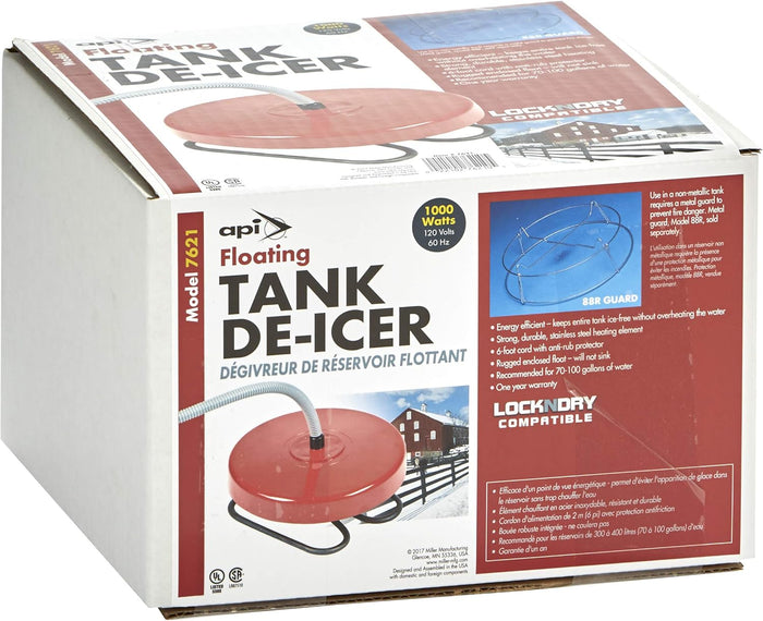 API Floating De-Icer 1000W Stock Tank Heater 70–100 Gal Stainless Steel Element