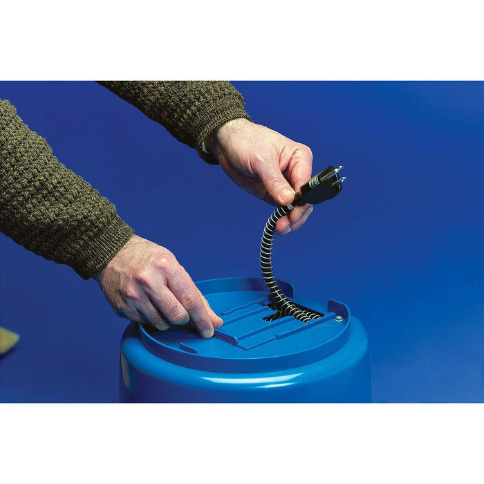 API Heated Flat Back Bucket 10 Quart Blue No-Freeze Water Pail Anti-Chew Cord