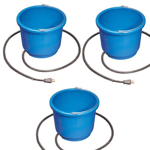 API Livestock Heated Round Water Bucket 9 Quart 50W Anti-Chew Cord Ice-Free 3PK