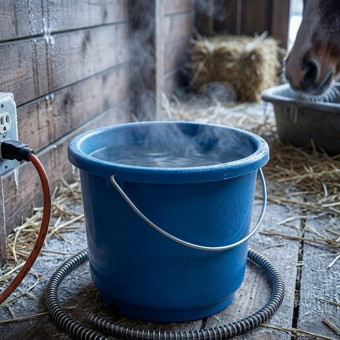 API Livestock Heated Round Water Bucket 9 Quart 50W Anti-Chew Cord Ice-Free 3PK