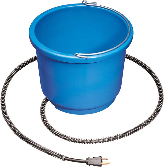 API Livestock Heated Round Water Bucket, 9 Quart 50W Anti-Chew Cord Ice-Free