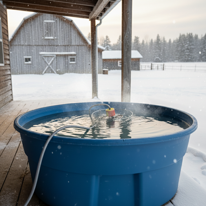 API Sinking Stock Tank De-Icer 1000W Livestock Stainless Steel Thermostat Guard