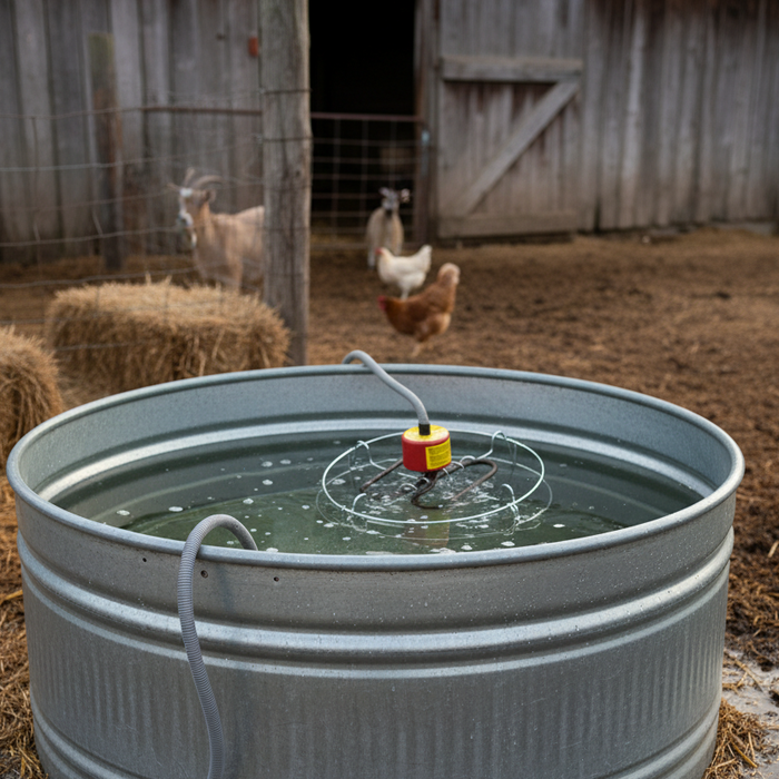 API Sinking Stock Tank De-Icer 1000W Livestock Stainless Steel Thermostat Guard
