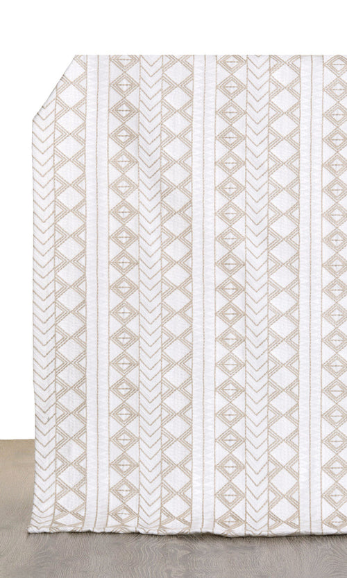 Ikat Textured Curtains for Living, Bedroom, Kitchen, Bathroom (white/ Beige)