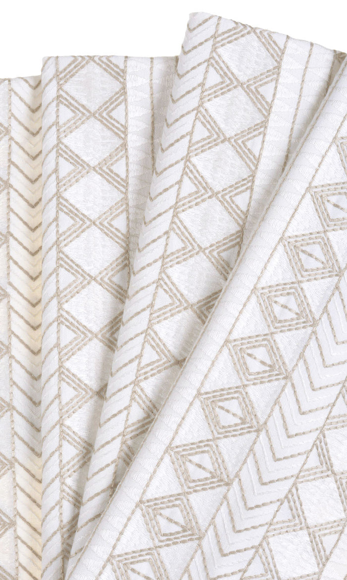 Ikat Textured Pinch Pleat, Rod Pocket, Eyelet Curtains (white/ Beige)