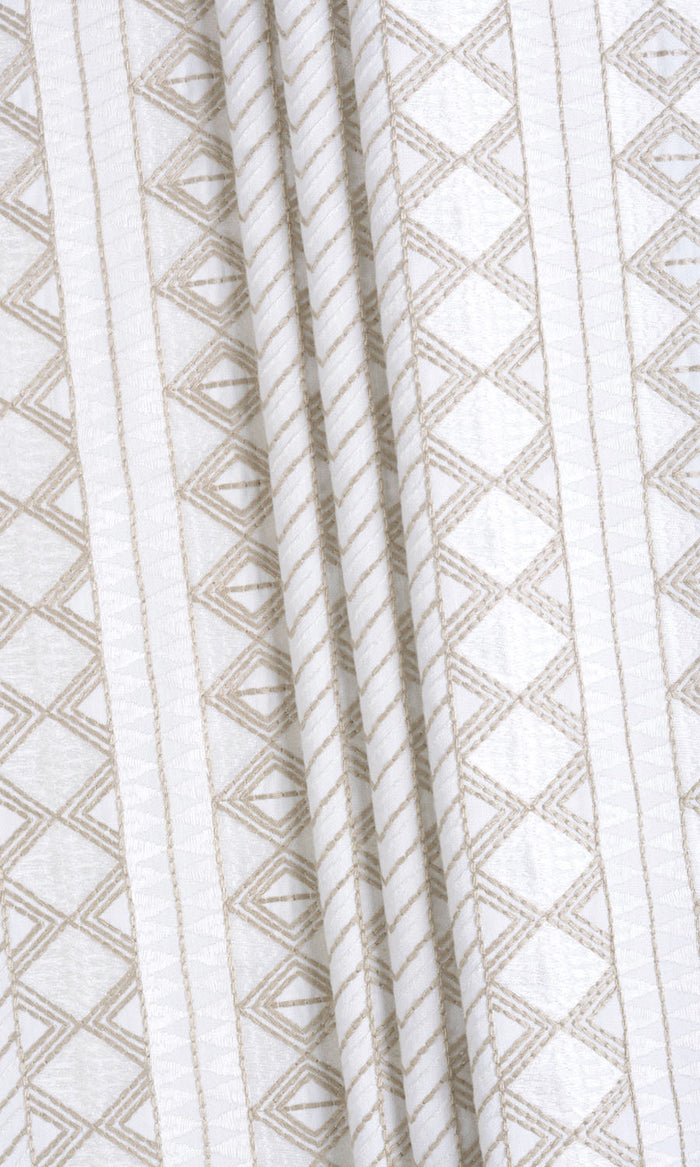 Ikat Textured Curtains (white/ Beige) Extra Long Short Wide