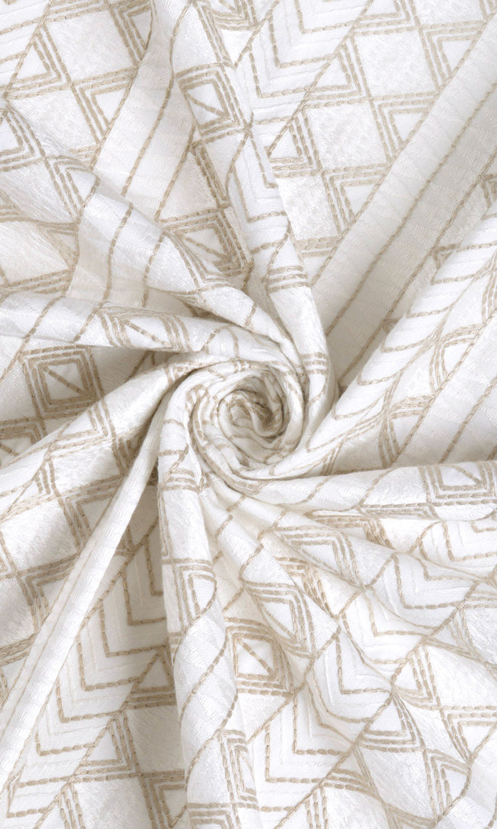 Ikat Textured Made-to-Measure Curtains (white/ Beige)