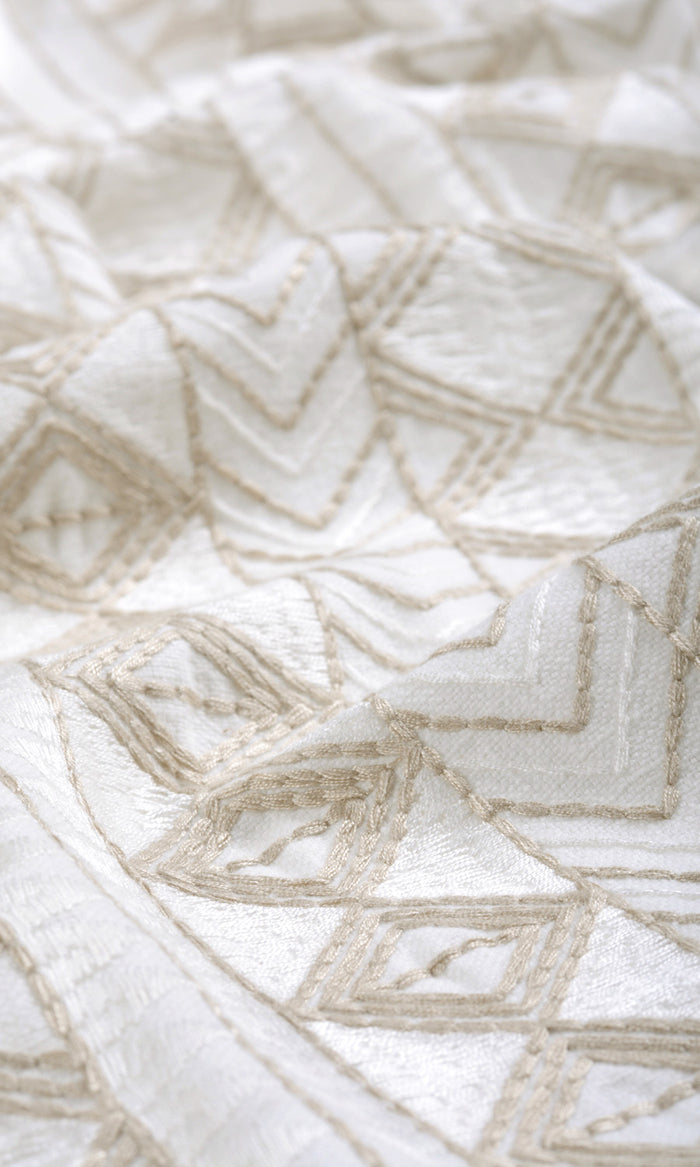 Ikat Textured Any Size Style Curtains (white/ Beige)