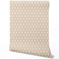 Neutral Botanical/ Floral Block Print Traditional Wallpaper (Beige/ Taupe/ Tan)