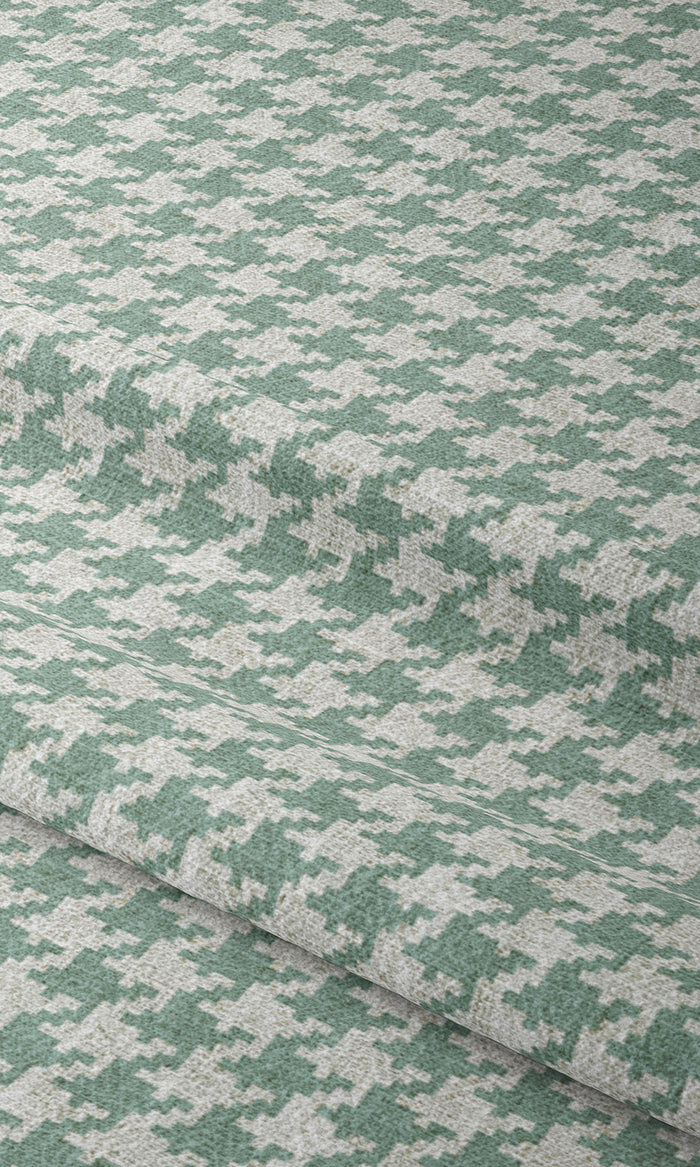 Houndstooth Print Window Treatments Fabric By the Metre (Blue/ White)
