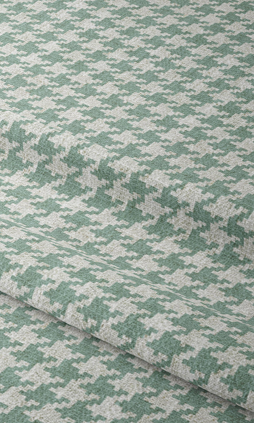 Houndstooth Print Window Treatments Fabric By the Metre (Blue/ White)
