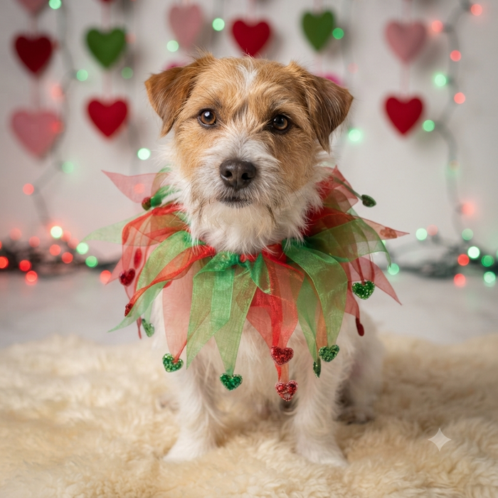 Aria Holiday Heart Scrunchies for Dogs Small Festive Pet Accessories