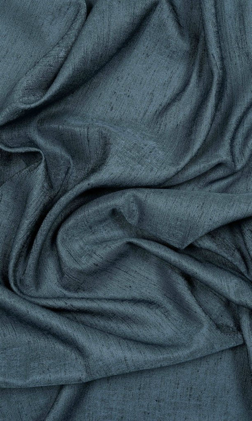 Silk Blend Curtain Panels for Living, Bedroom, Kitchen, Bathroom (Navy Blue)