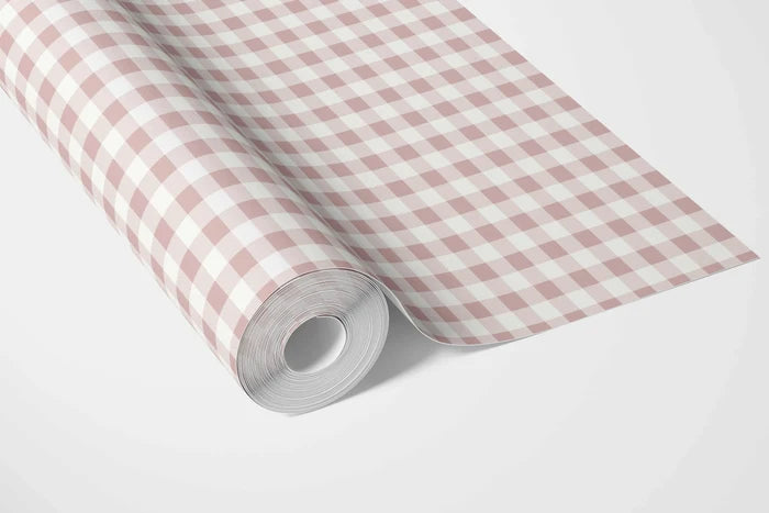 Gingham Checkered Bathroom Wallpaper (Pink)
