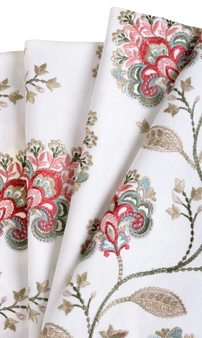 Floral Embroidery Drapery (White/ Red/ Pink) Extra Long Short Wide