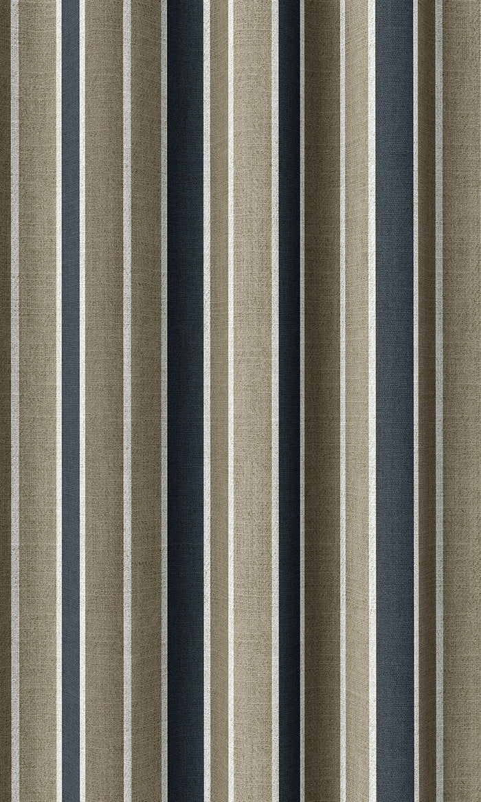 Striped Home Décor Fabric By the Metre (Navy Blue/ Brown)