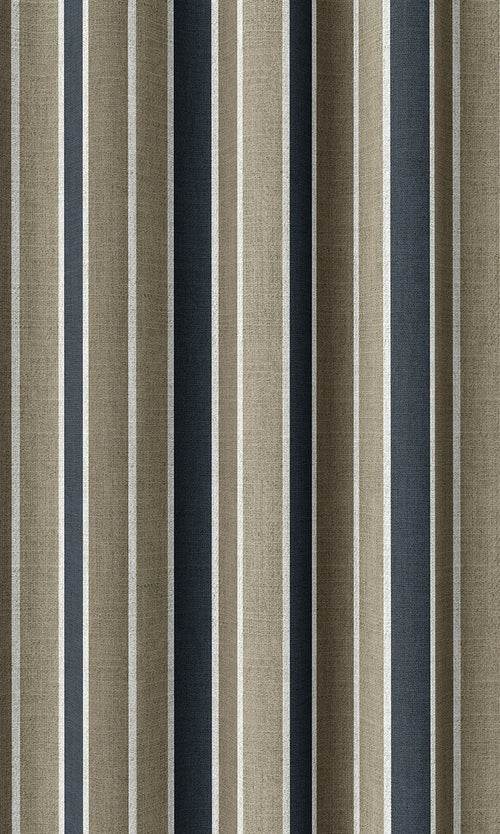 Striped Home Décor Fabric By the Metre (Navy Blue/ Brown)