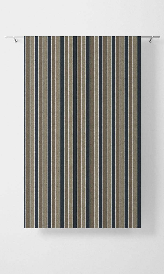 Striped Home Textile Fabric Material By the Metre (Navy Blue/ Brown)