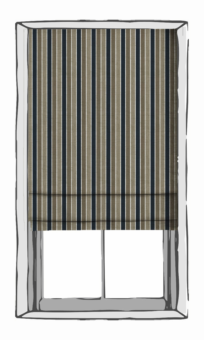 Striped Fabric Material By the Metre (Navy Blue/ Brown)