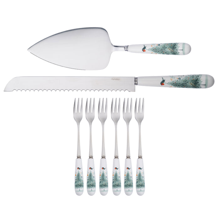 Aynsley Little Robin Christmas Tree Pastry Set